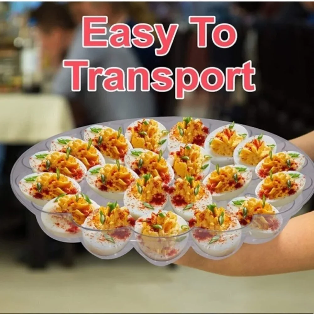2 Travel Carry Trays Deviled Egg Storage Serving Trays Holds 48 Eggs
